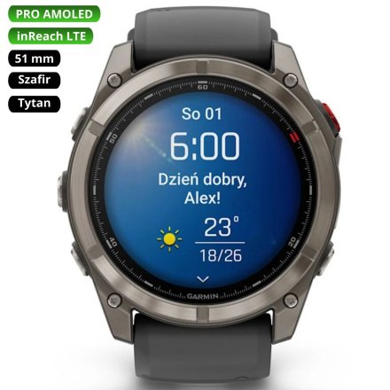 Zegarek Garmin Fenix 8 PRO 51mm AMOLED LTE Tytanowy 010-03199-11