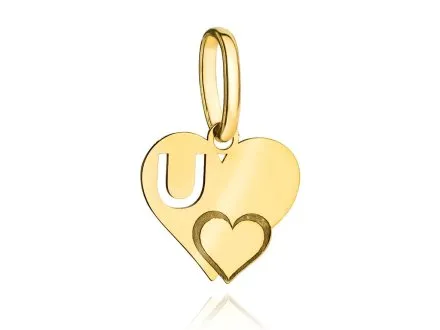  Zawieszka złota literka U z serduszkiem • Złoto 585 0.31 g