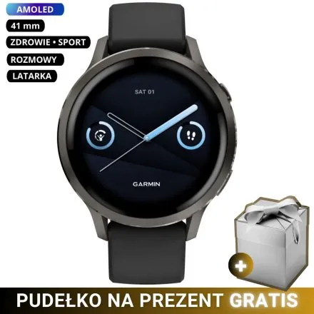 Smartwatch Garmin Venu 4 41 mm czarny damski zegarek sportowy 010-03013-02 + GRATIS PUDEŁKO!
