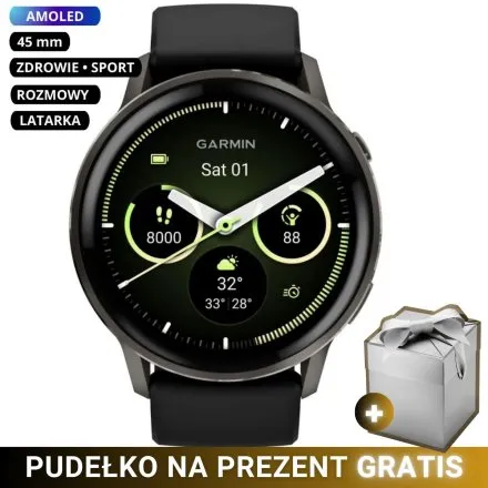 Smartwatch Garmin Venu 4 45 mm czarny zegarek sportowy 010-03014-00 + GRATIS PUDEŁKO!