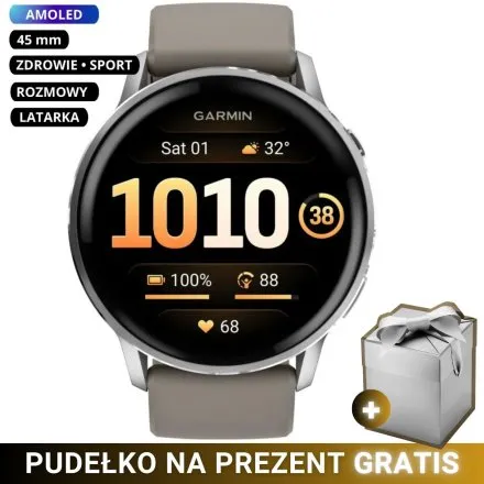 Smartwatch Garmin Venu 4 45 mm srebrny zegarek sportowy 010-03014-01 + GRATIS PUDEŁKO!