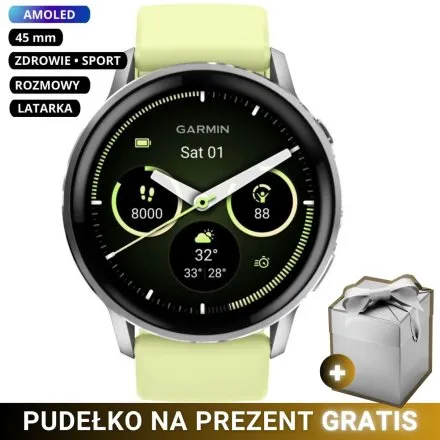 Smartwatch Garmin Venu 4 45 mm srebrno-żółty zegarek sportowy 010-03014-02 + GRATIS PUDEŁKO!