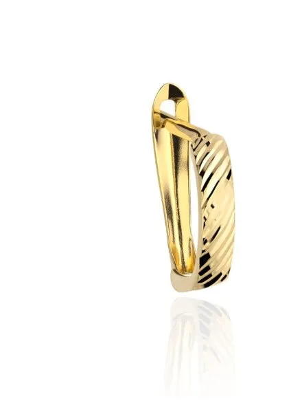 Kolczyki złote smukłe zdobione diamentowaniem na angielskim zapięciu • Złoto 585 0.80 g