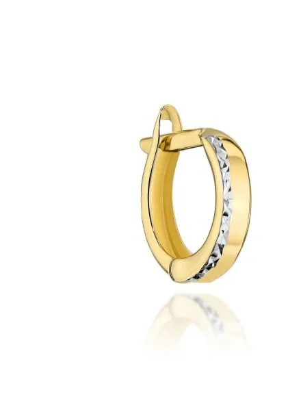 Kolczyki złote małe z diamentowanym paskiem w białym złocie • Złoto 585 0.88 g