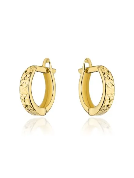 Kolczyki złote kółeczka diamentowane • Złoto 585 0.85 g