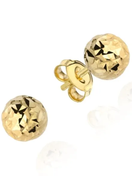 Kolczyki złote kulki super lekkie diamentowane 8 mm • Złoto 333 0.63 g