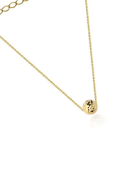 Naszyjnik z diamentowaną złotą kuleczką super lekki 42+3cm • Złoto 585 0.90 g 