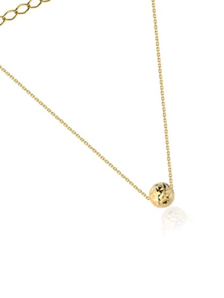 Naszyjnik z diamentowaną złotą kuleczką super lekki 47+3cm • Złoto 585 0.93 g 