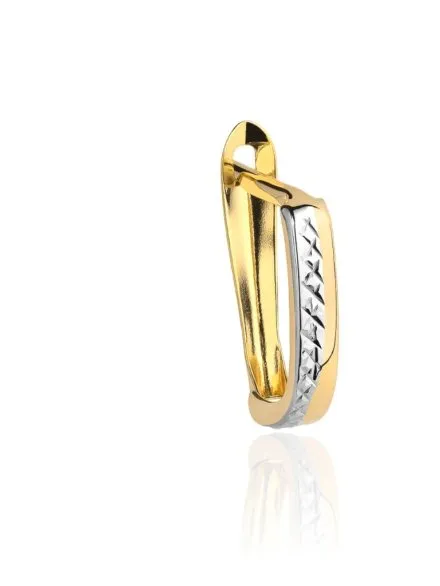 Kolczyki złote z diamentowaniem w dwóch kolorach złota • Złoto 585 0.82 g