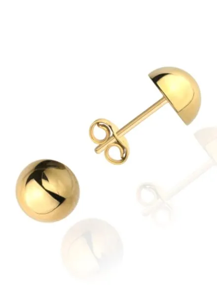 Kolczyki pół kulki śr. 7 mm na sztyfcie super lekkie • Złoto 585 0.69 g