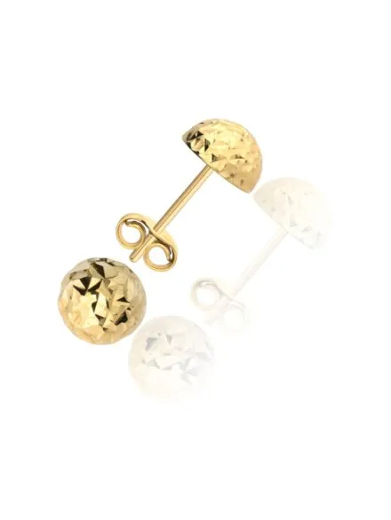 Kolczyki pół kulki śr. 7 mm na sztyfcie diamentowane super lekkie • Złoto 585 0.70 g