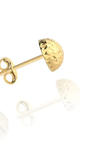 Kolczyki pół kulki śr. 7 mm na sztyfcie diamentowane super lekkie • Złoto 585 0.70 g