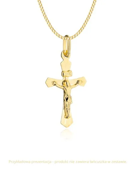 Zawieszka krzyżyk diamentowany z Jezusem • Złoto 585 0.51 g