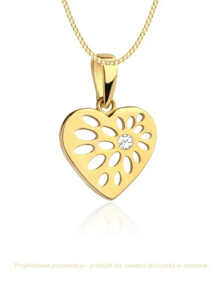 Zawieszka złota wzorzyste serduszko z cyrkonią  • Złoto 585 0.65 g