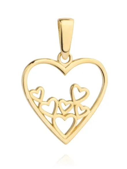  Zawieszka złote serce z sześcioma serduszkami w środku • Złoto 585 0.56 g