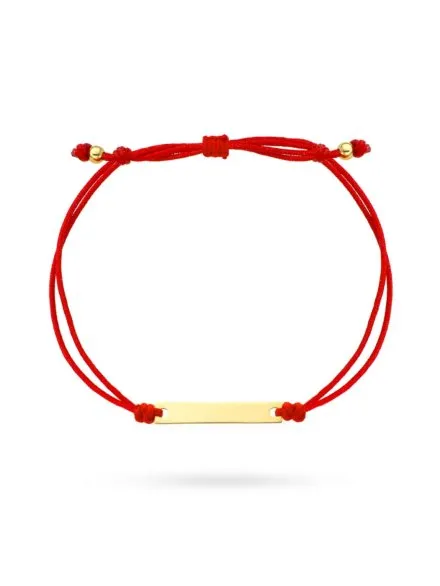 Bransoletka złota blaszka pod grawer na czerwonym sznurku  • Złoto 585 0.71 g