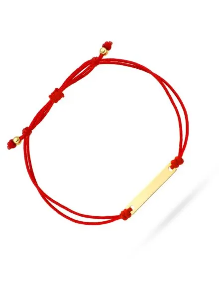 Bransoletka złota blaszka pod grawer na czerwonym sznurku  • Złoto 585 0.71 g