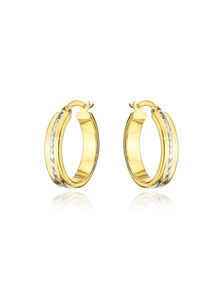  Kolczyki kółko i białe diamentowanie w środku 1,8 cm • Złoto 585 1.62 g