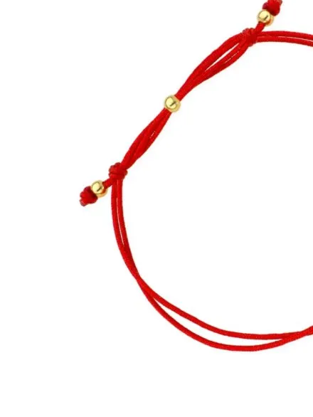 Bransoletka złote kółko z centralnym kamykiem na czerwonym sznurku  • Złoto 585 0.83 g