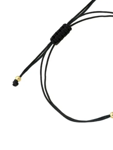 Bransoletka złote serce z cyrkonią na czarnym sznurku • Złoto 585 0.86 g