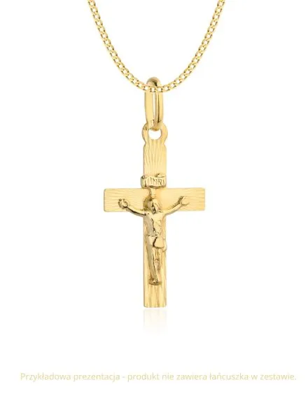 Złoty krzyżyk diamentowany z wizerunkiem Jezusa ukrzyżowanego pr. 585 • Złoto 585 0.70 g