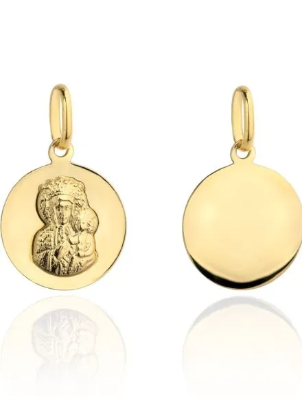 Medalik Matka Boska Częstochowska gładkie złote koło pr. 585 • Złoto 585 0.70 g