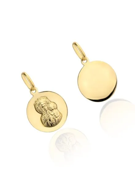 Medalik Matka Boska Częstochowska gładkie złote koło pr. 585 • Złoto 585 0.70 g