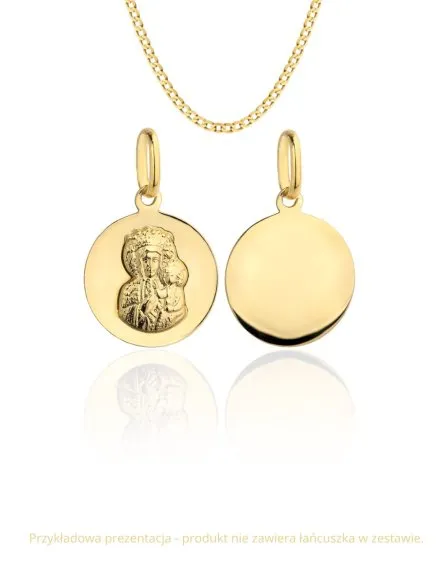 Medalik Matka Boska Częstochowska gładkie złote koło pr. 585 • Złoto 585 0.70 g