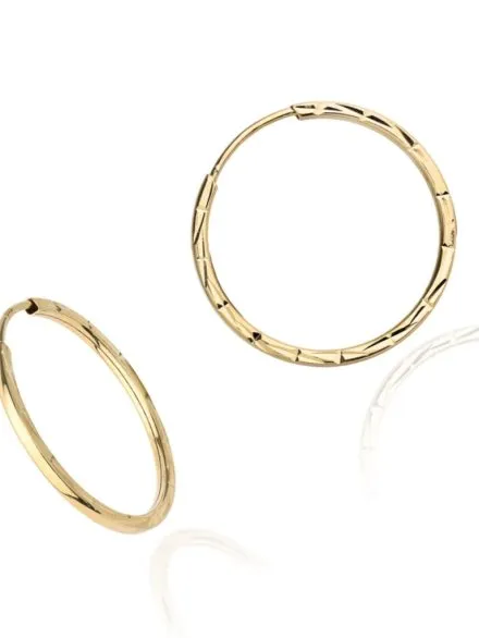 Kolczyki złote kółka diamentowane kanciaste 2,2cm • Złoto 585 1.07 g