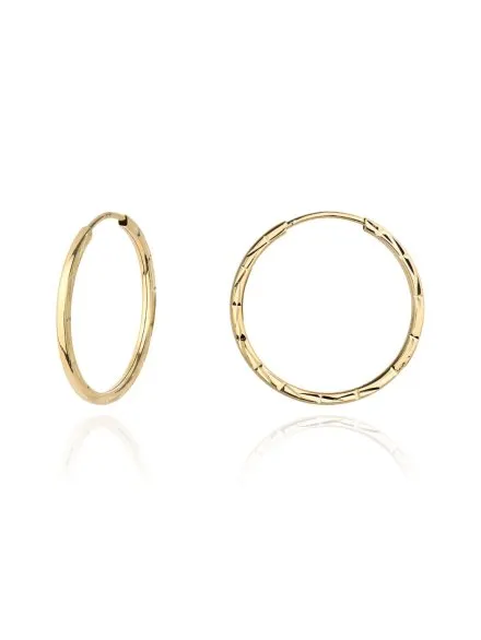 Kolczyki złote kółka diamentowane kanciaste 2,2cm • Złoto 585 1.07 g