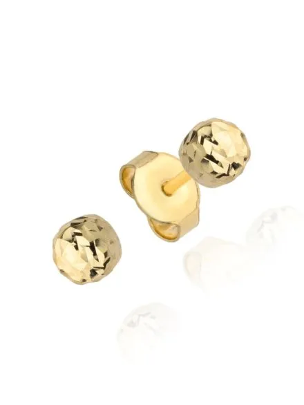 Kolczyki kulki super lekkie diamentowane 4 mm • Złoto 585 0.41 g