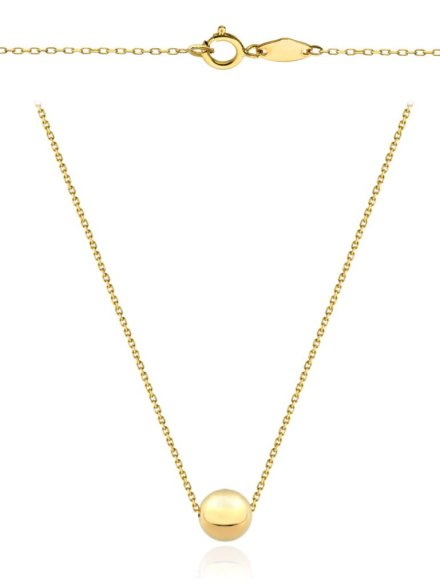 Naszyjnik złoty z jedną złotą kuleczką super lekki 50 cm • Złoto 585 0.73 g 