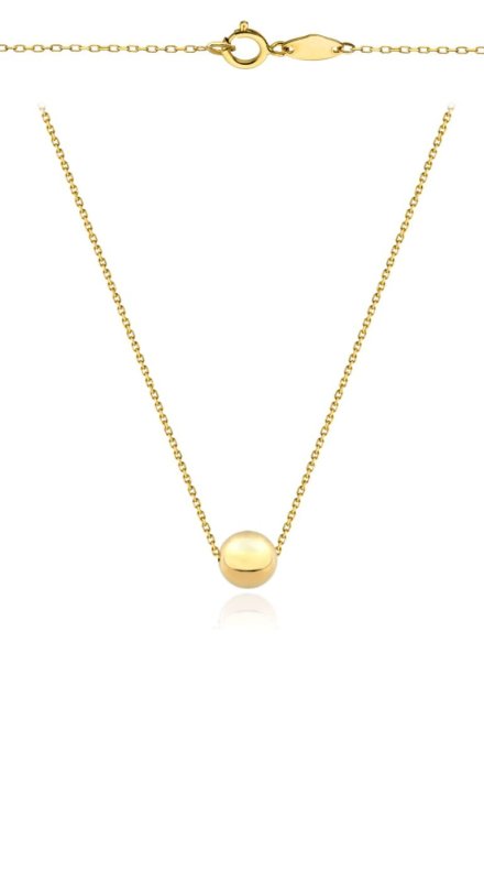 Naszyjnik złoty z jedną złotą kuleczką super lekki 50 cm • Złoto 585 0.72 g 