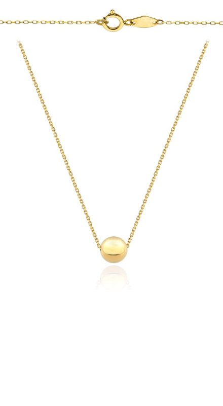 Naszyjnik złoty z jedną złotą kuleczką super lekki 45 cm • Złoto 585 0.68 g 