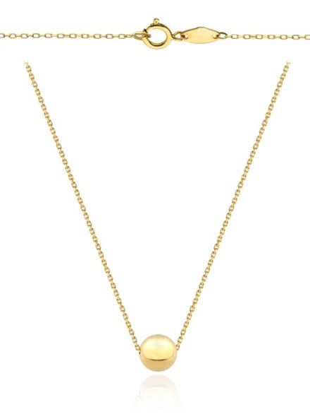 Naszyjnik złoty z jedną złotą kuleczką super lekki 45 cm • Złoto 585 0.69 g 