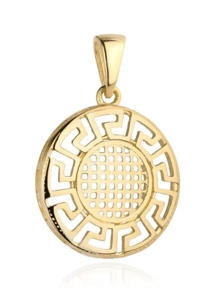  Zawieszka złote koło w oprawie greckiego wzoru  • Złoto 585 0.80 g