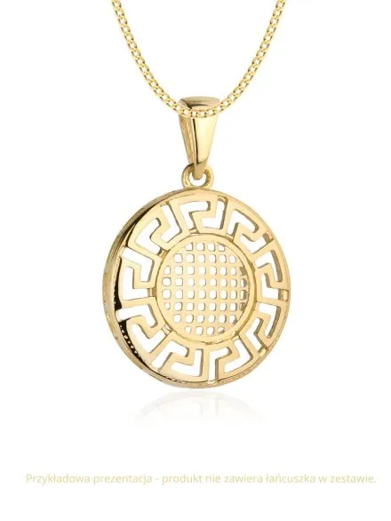  Zawieszka złote koło w oprawie greckiego wzoru  • Złoto 585 0.80 g