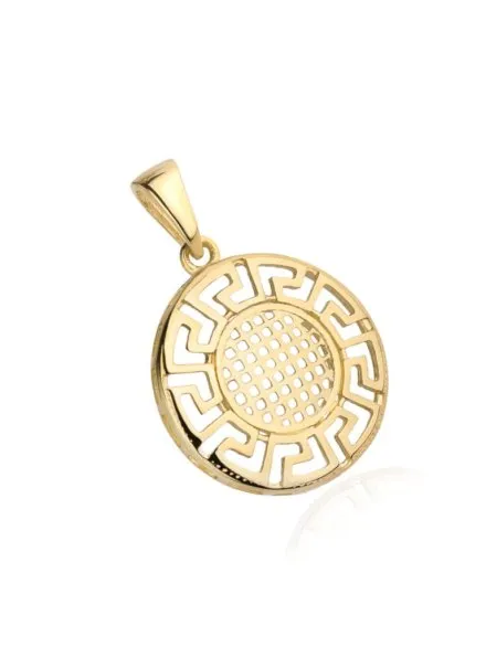  Zawieszka złote koło w oprawie greckiego wzoru  • Złoto 585 0.82 g