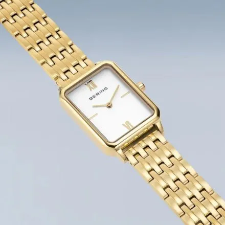 Bering Classic zegarek damski prostokąt złoty 17423-734