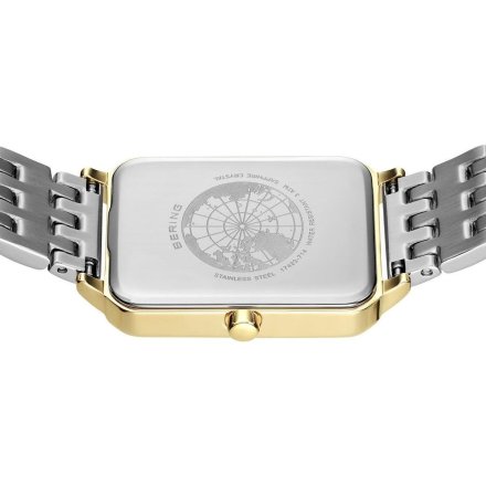 Bering Classic zegarek damski prostokąt srebrno-złoty 17423-714
