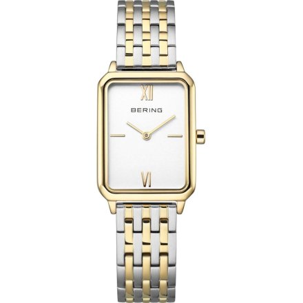 Bering Classic zegarek damski prostokąt srebrno-złoty 17423-714