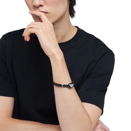 Emporio Armani Eagle Logo bransoletka męska skórzana EGS3237040