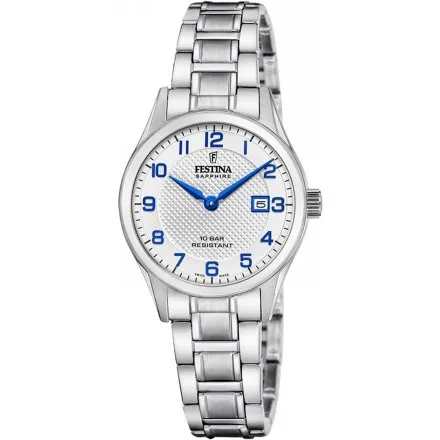 Festina Swiss Made Zegarek damski srebrny ze srebrną tarczą 20068/1