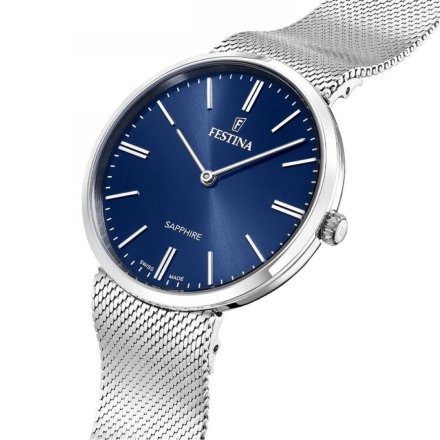 Festina Grace Swiss Made Zegarek Męski z niebieską tarczą na bransolecie 20074/2