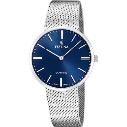 Festina Grace Swiss Made Zegarek Męski z niebieską tarczą na bransolecie 20074/2