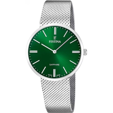 Festina Grace Swiss Made Zegarek Męski z zieloną tarczą na bransolecie 20074/3