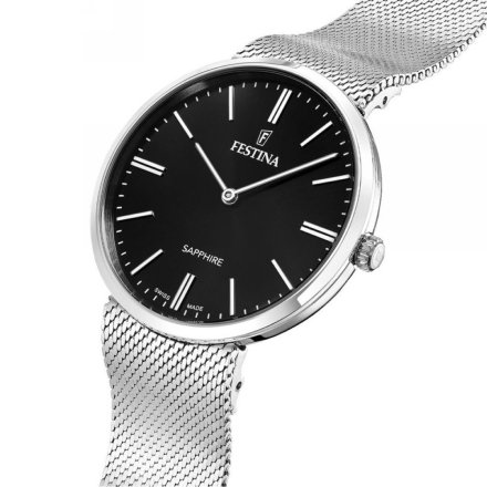 Festina Grace Swiss Made Zegarek Męski z czarną tarczą na bransolecie 20074/4