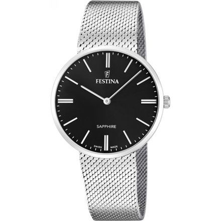 Festina Grace Swiss Made Zegarek Męski z czarną tarczą na bransolecie 20074/4