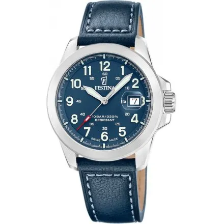 Festina Field Swiss Made Zegarek Męski z niebieską tarczą + 2 paski 20081/2