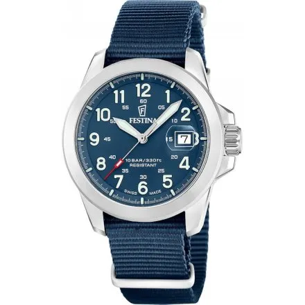 Festina Field Swiss Made Zegarek Męski z niebieską tarczą + 2 paski 20081/2